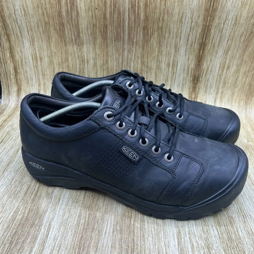 Keen Austin Oxford Men's Size 13 Black Leather Lace Up Casual Shoes Sneakers
